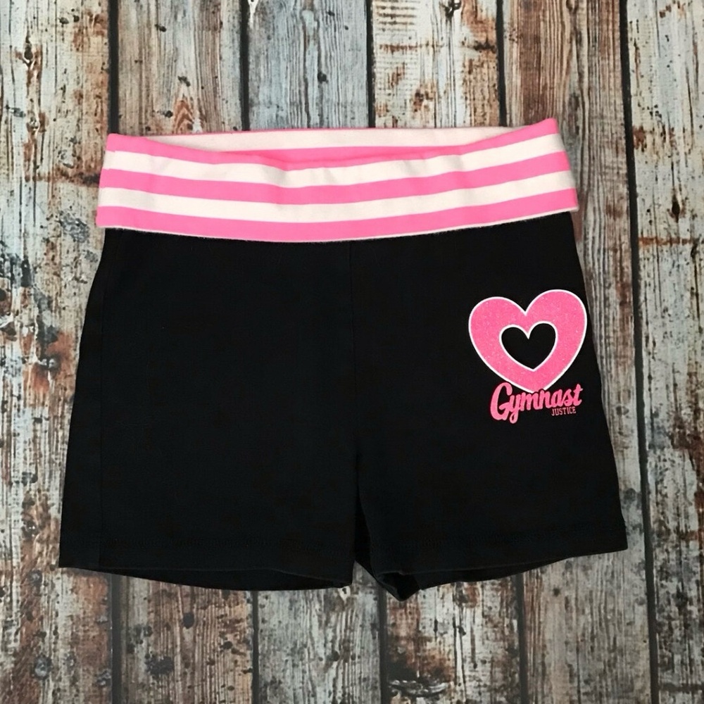 Justice Black and Pink Gymnastics Shorts